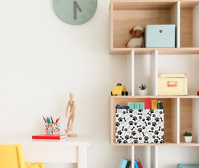 CLOCOR Rectangular Storage Basket,Collapsible Fabric Storage Container,Waterproof Toy Bin with Handles,Gift Basket(Paw) - Image 5